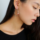 Fashion Tiger Eye Red Agate Hoop Earrings