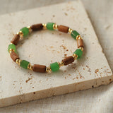 Wood Bead Green Agate Beaded Necklace