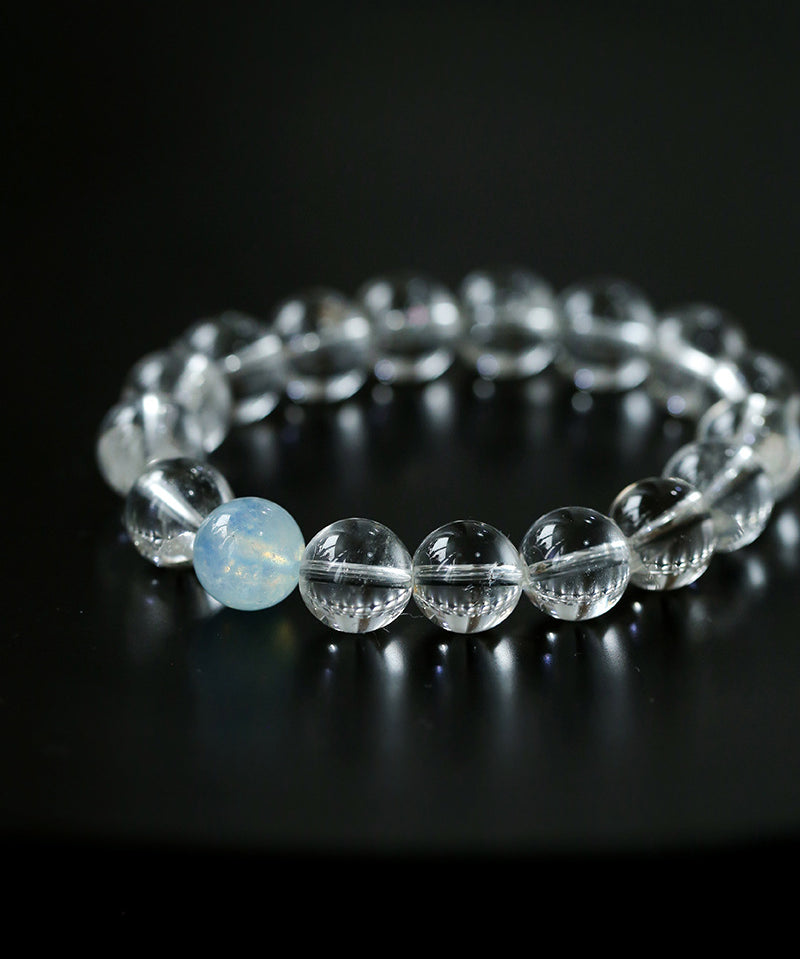 Pulsera elástica con cuentas de cristal blanco