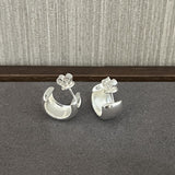 925 Sterling Silver C-Shaped Glossy Earrings