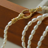 Double-Handed Ring Clasp Pearl Beaded Bracelet