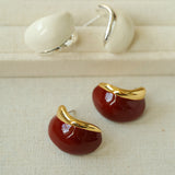 Creamy Enamel Hoop Earrings