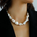 Large Baroque Colored Diamond Pearl Necklace