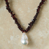 Golden Radiance Baroque Pearl and Garnet Necklace