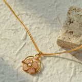 Rose Quartz  Black Agate Clover Necklaces