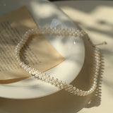 Handcrafted Woven Minimalist Lace Pearl Necklace