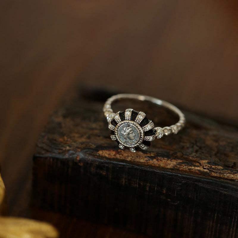 925 Silver Minimalist Vintage Antique Coin Ring