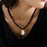 Golden Radiance Baroque Pearl and Garnet Necklace