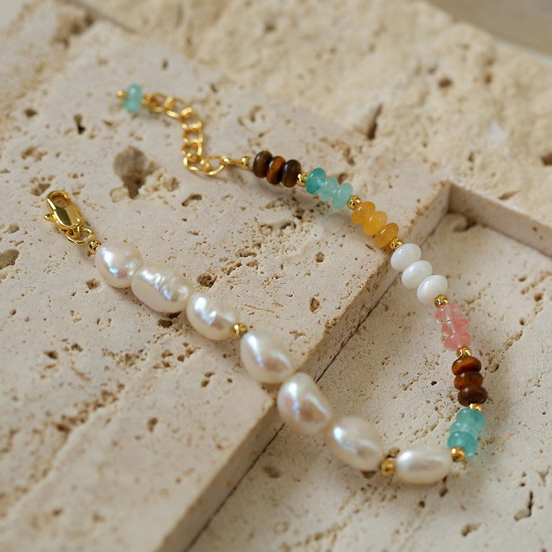 Colorful Beaded Freshwater Pearl Bracelet