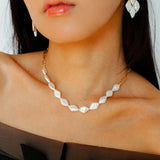 Diamond-Shaped Baroque Pearl Chain Necklace