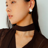 Classic Oil Brushstroke Series Earrings Lava Asymmetrical Shape with Agate Drops