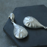 Matte Silver Conch Statement Drop Earrings