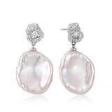 French Style Lava Petal Baroque Pearl Drop Earrings