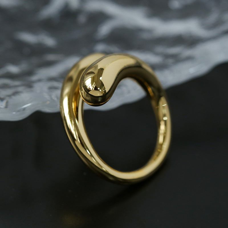 Verstellbarer offener Ring im Metall-Stil mit Wassertropfen