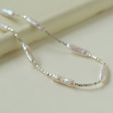 Broken Silver Toothpick Freshwater Pearl Necklaces