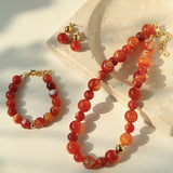 Collana con perline di onice rosso naturale