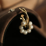 Pearl Floral Drop Hoop Earrings