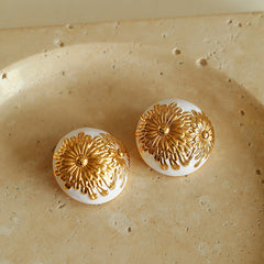 Blooming Elegance 3D Daisy Earrings Gold, Silver Red Enamel Variants