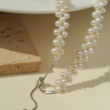 Handcrafted Woven Minimalist Lace Pearl Necklace