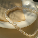 Handcrafted Woven Minimalist Lace Pearl Necklace