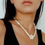 Pearl Loop-Wrapped Grey Necklace