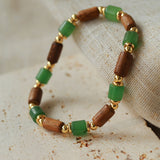 Wood Bead Green Agate Beaded Necklace