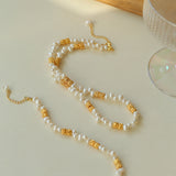 Golden Bean Staggered Pearl Necklace