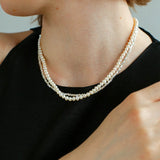 Silver Shards Double-Layer Pearl Necklace