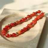 Natural Red  Agate Beaded Necklace