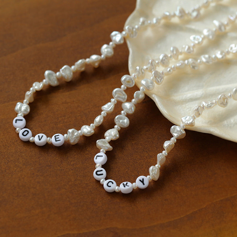 Baroque Pearl Braided Custom Letter Necklace