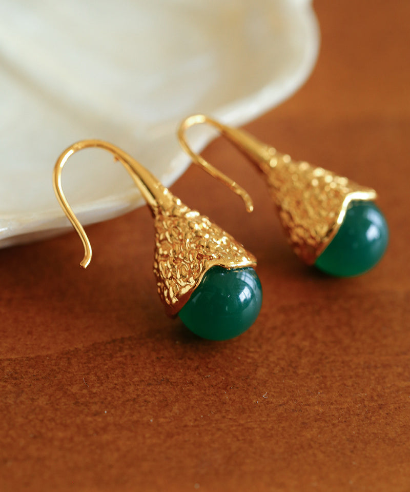 Niche Drop-shaped Agate Texture Ear Hook Earrings