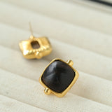 Square Ebony Geometric Stud Earrings