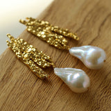 French Style Lava Baroque Pearls Earrings