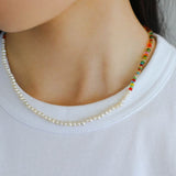 Colorful Beaded Pearl Necklace