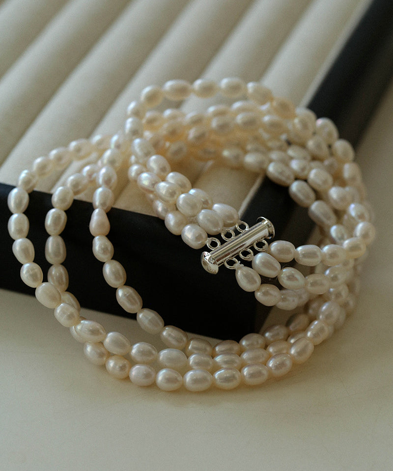 Simple Three-Layer Freshwater Pearl Necklace