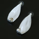 White Enamel Scroll Leaf Statement Earrings Upgraded Version