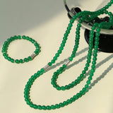 Elastic Necklace with Zirconia and Green Onyx Beads