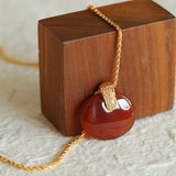 New Chinese Style Agate Peace Knot Pendant Necklace