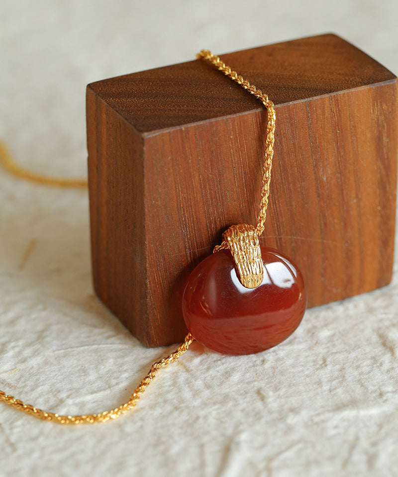 New Chinese Style Agate Peace Knot Pendant Necklace