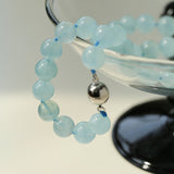 Aquamarine Beaded Necklace with Magnetic Clasp