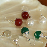 Red Agate Green Agate White Crystal Pearl Ear Hook