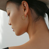 Pearl Floral Drop Hoop Earrings