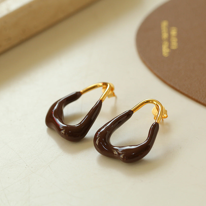 Niche Geometric Irregular Enamel Glazes Earrings