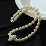 Pearl Loop-Wrapped Grey Necklace