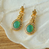 Vintage Green Crystals Drop Earrings