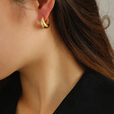 Simple Retro U-shaped Gold and Silver Diamond Earrings