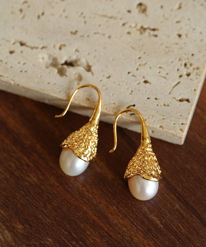 Niche Drop-shaped Agate Texture Ear Hook Earrings