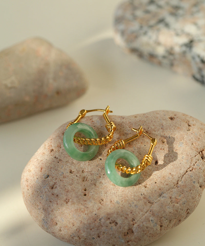 Jade Fusion Hoop Earrings