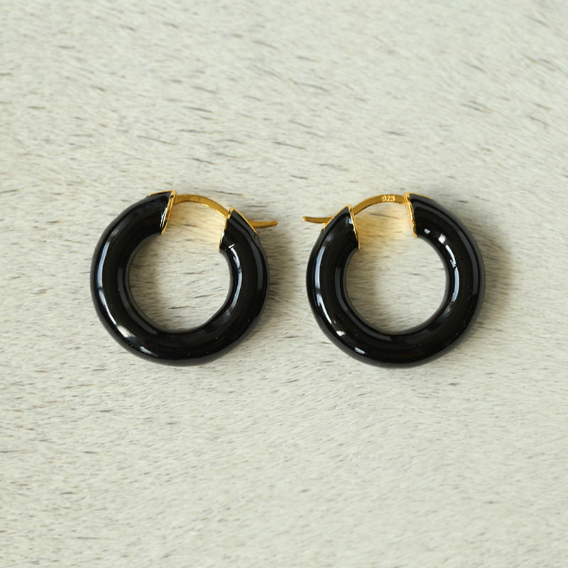 Enamel Glazed Hoops Earrings