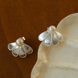 Pendientes de Perlas Flor Soma de Plata 925